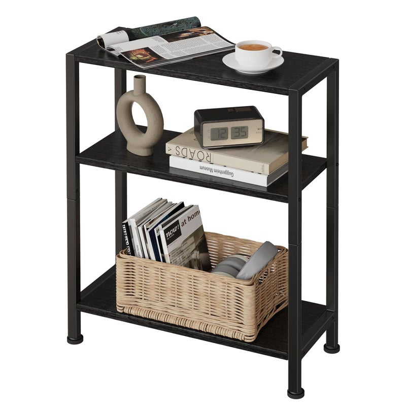 Vantimo 3-Tier Side Table, Small EndTable, Sofa SideTable for Narrow Spaces, Slim EndTable, NightstandTable, Skinny Bedside Table, for Living Room, Bedroom, Office, Black - Image 1