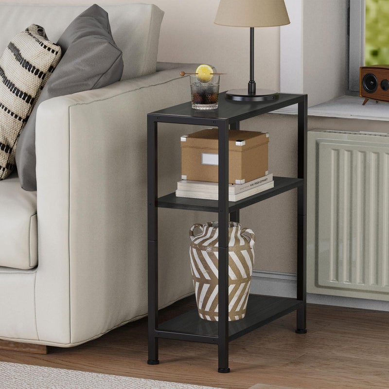 Vantimo 3-Tier Side Table, Small EndTable, Sofa SideTable for Narrow Spaces, Slim EndTable, NightstandTable, Skinny Bedside Table, for Living Room, Bedroom, Office, Black - Image 2