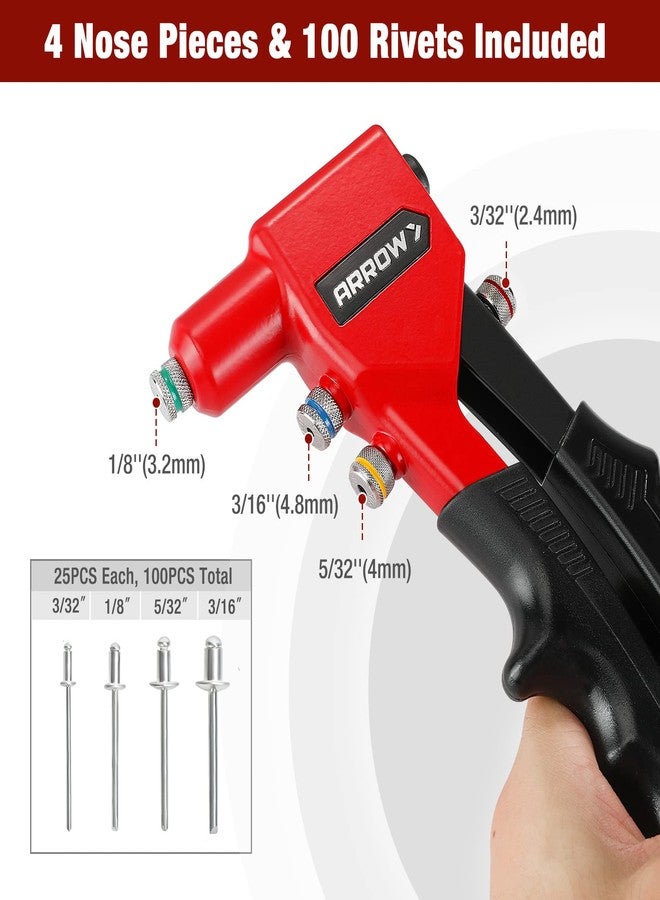 Arrow RT187M Hand Riveter with 100PC Rivets - Image 3