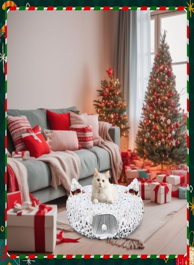 AceOrbit Christmas Cat Tunnel Bed 2.6ft x 2.6ft x 10in Under Christmas Tree for Indoor Cats Xmas Pet Donut Tunnel Foldable Pet Cave Toy for Small Animals Kitten - Image 5