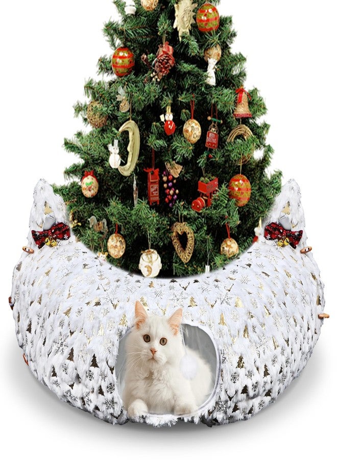 AceOrbit Christmas Cat Tunnel Bed 2.6ft x 2.6ft x 10in Under Christmas Tree for Indoor Cats Xmas Pet Donut Tunnel Foldable Pet Cave Toy for Small Animals Kitten - Image 1