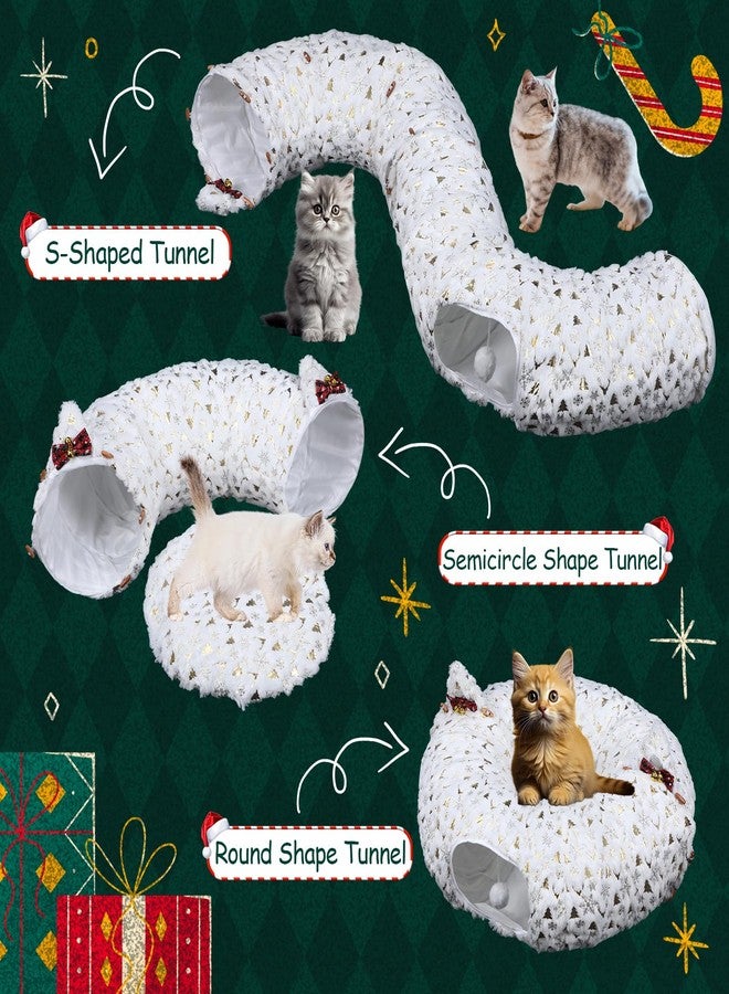 AceOrbit Christmas Cat Tunnel Bed 2.6ft x 2.6ft x 10in Under Christmas Tree for Indoor Cats Xmas Pet Donut Tunnel Foldable Pet Cave Toy for Small Animals Kitten - Image 3