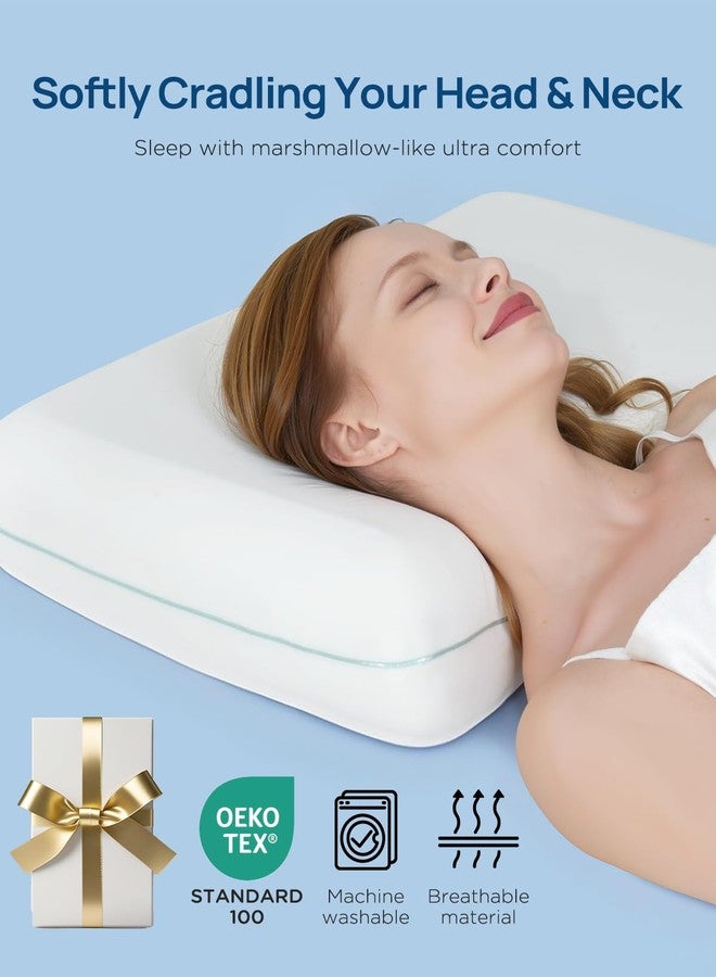 Releep Cooling Soft Memory Foam Pillow, Cervical Neck Pillow for Side Sleepers, Back & Stomach Sleepers, Ergonomic Orthopedic Design for Neck Pain Relief and Deep Sleep, CertiPUR-US, White - Image 5