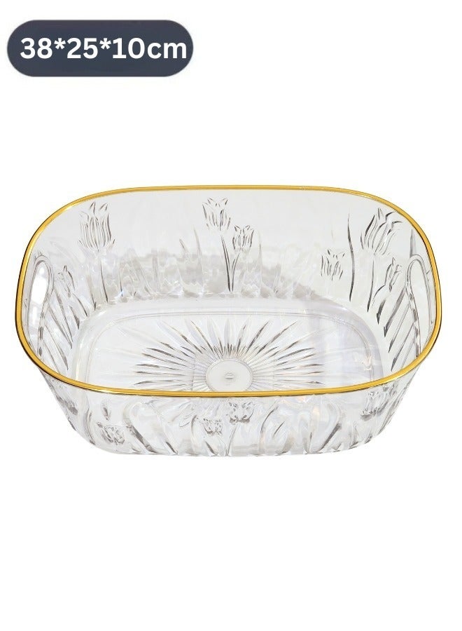 Happy Home Snack Serving Dish, Appetizer Dish, Oval Acrylic Food Storage Organizer for Dried Fruits, Nuts, Candies, Sweet Cookies and Fruits 38x25x10cm (Clear) - Image 1