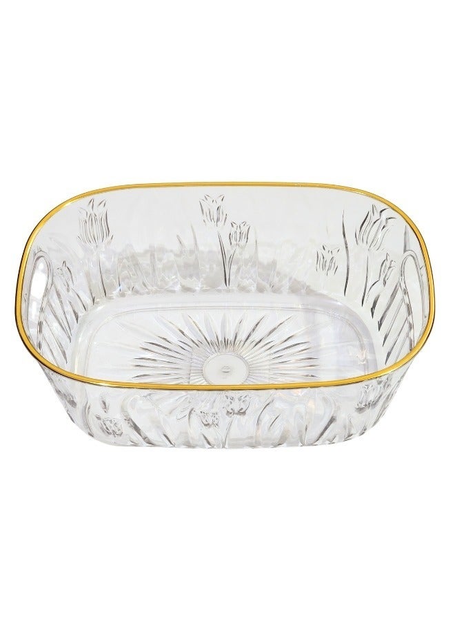 Happy Home Snack Serving Dish, Appetizer Dish, Oval Acrylic Food Storage Organizer for Dried Fruits, Nuts, Candies, Sweet Cookies and Fruits 38x25x10cm (Clear) - Image 2