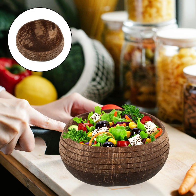 Natural Coconut Shell Large Salad Serving Bowl Eco Friendly Kitchen Dining Decorative - Image 4