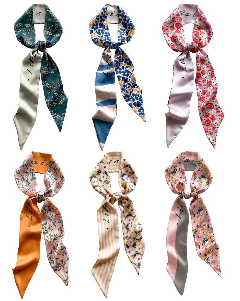 TEBIEKOY 6Pcs Hair Scarf for Women, Satin Purse Scarf Multifunctional Stylish Thin Bag Scarves Fashion Skinny Scarves Headband for Women Hair Accessories - Image 1