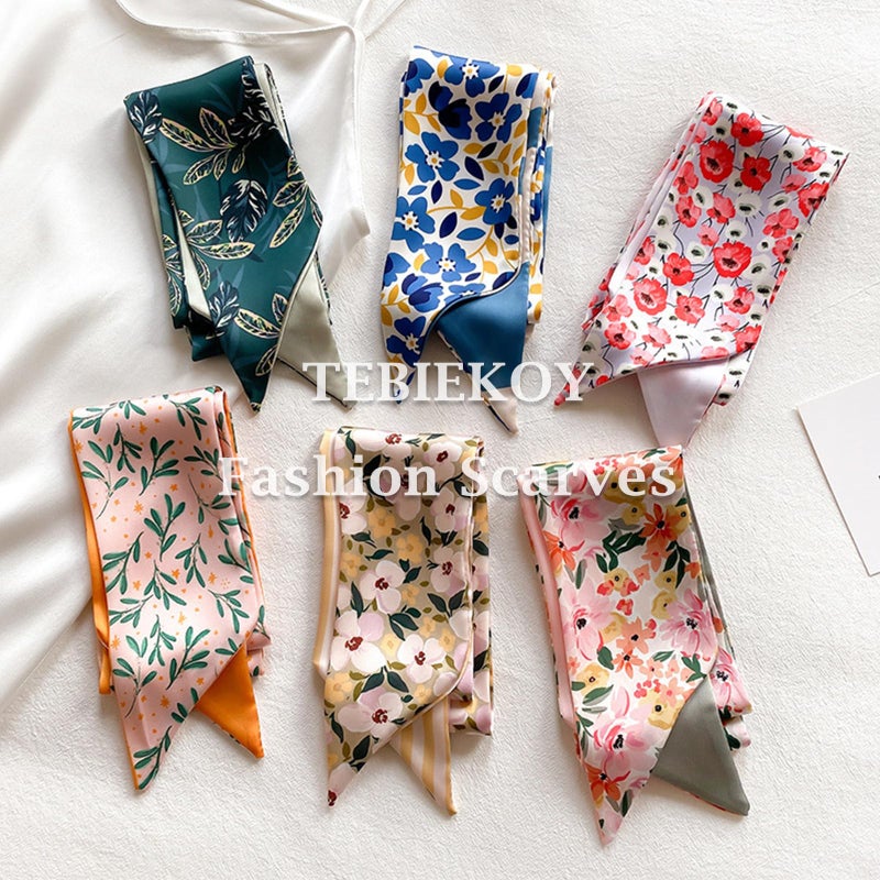 TEBIEKOY 6Pcs Hair Scarf for Women, Satin Purse Scarf Multifunctional Stylish Thin Bag Scarves Fashion Skinny Scarves Headband for Women Hair Accessories - Image 5