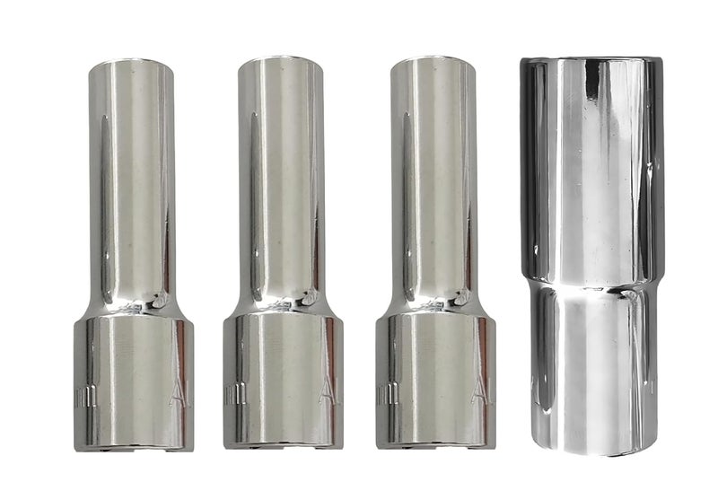 4 NEX 10mm + 12mm + 14mm + 21mm, 1/2" Drive Hex Long Chrome Vanadium Steel, Anti Rust, Heavy Duty Socket - Image 1