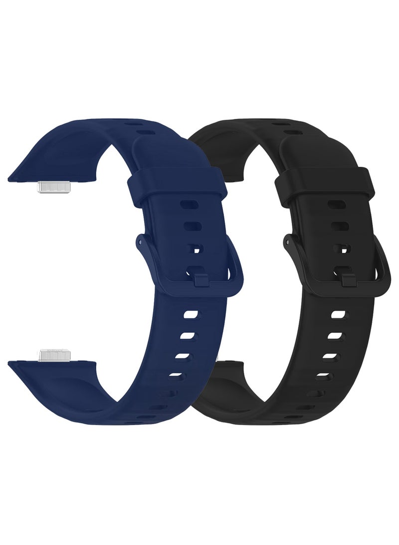 CATANES 2Packs Wristband for Huawei Watch Fit 3/Fit 4/Fit 4 Pro Bands, Silicone Bracelet Quick Release Arm Band, Replacement Smartwatch Band Quick Release Sport Straps - Black Blue - Image 1