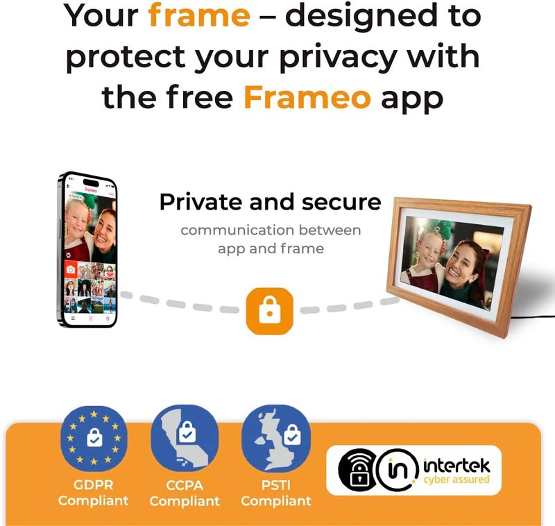 Denver FRAMEO Digital Photo Frame Wood 10.1 Inch with WiFi - FRAMEO Digital Photo Frame with Touchscreen and 16 GB Memory - Electric Picture Frame with App Control - USB & microSD - Light Wood - Image 5