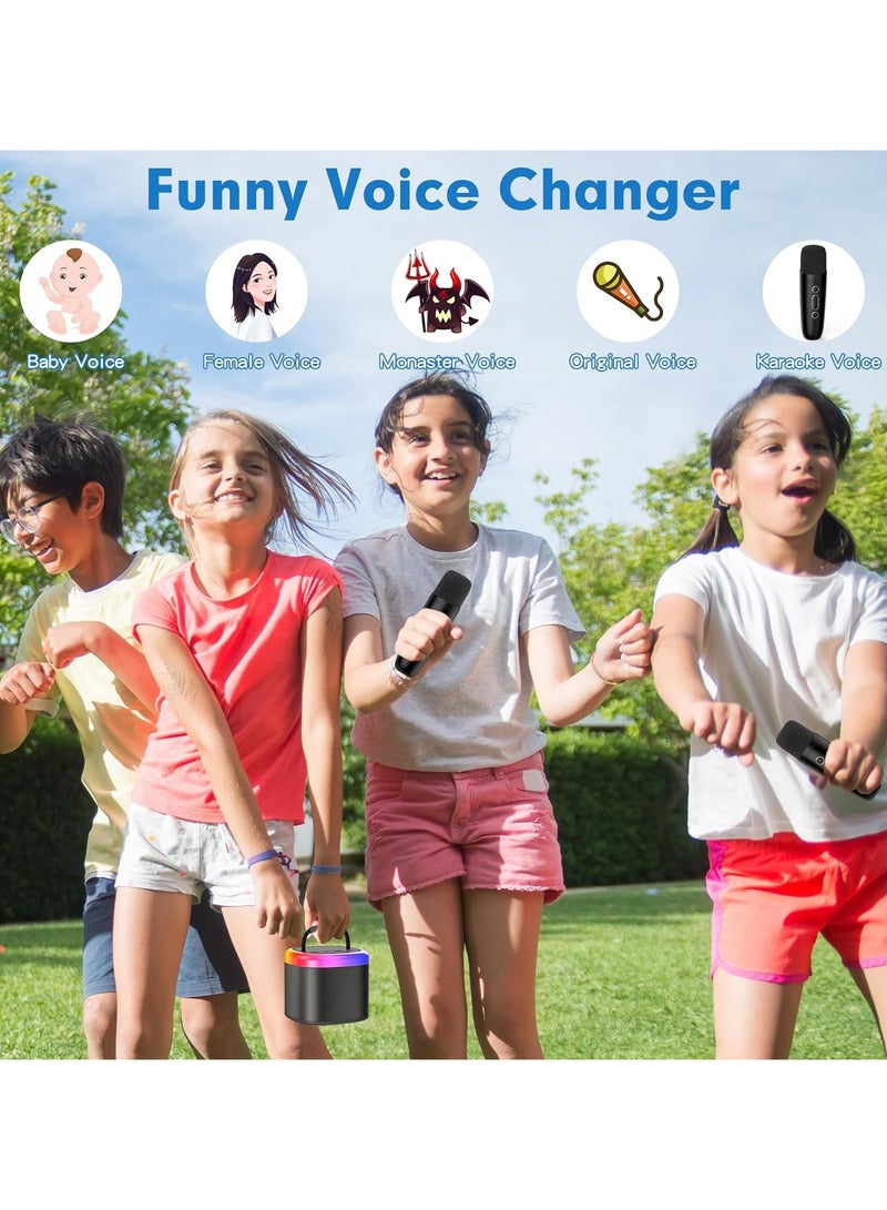 Mini Karaoke Machine, Portable Bluetooth Speaker with Wireless Microphone, Funny Toys for Girls Girls Ages 4-12, Colorful Lights, for Kids Birthday, Home, Portable with Wireless Microphone Black  - Image 3