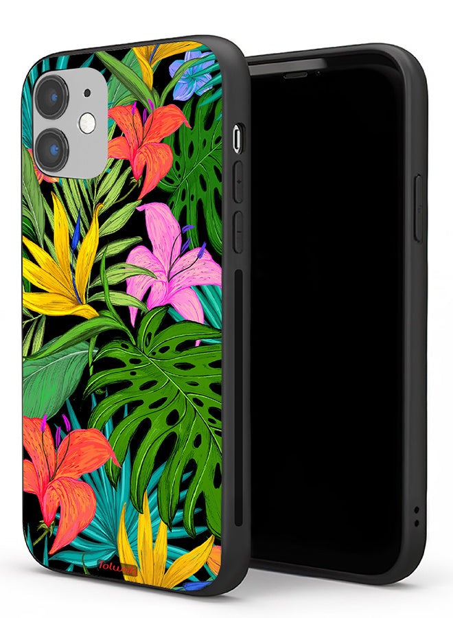 Tolwak Apple iPhone 11 Protective Case Pattern Tropical Flowers Leaves - Image 1