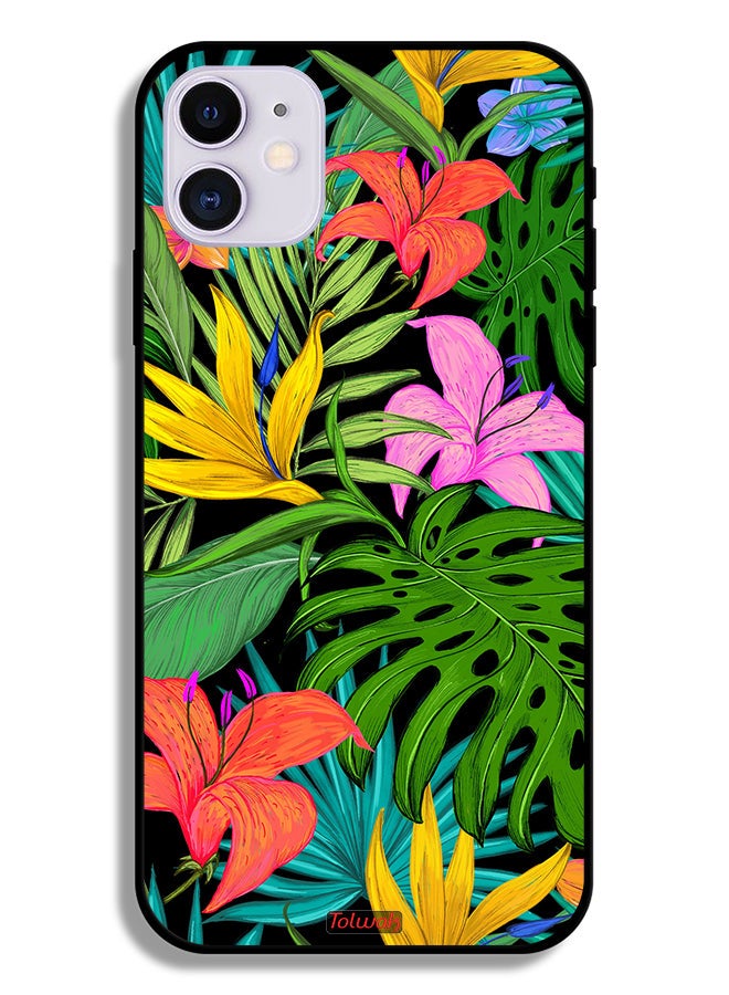 Tolwak Apple iPhone 11 Protective Case Pattern Tropical Flowers Leaves - Image 2