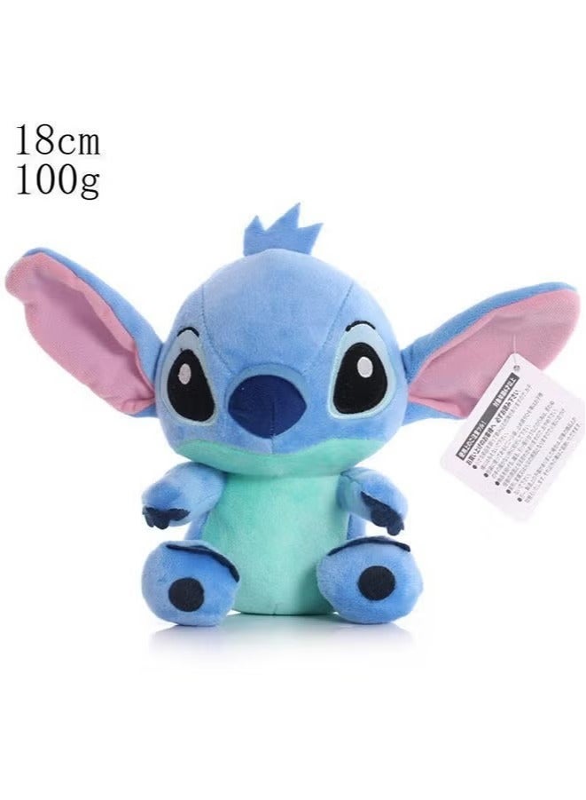 18cm Stitch Stuffed Plush Models Cartoon Stuffed Plush Dolls Anime Plush Baby Toys Kawaii Kids Birthday Gift(Blue) - Image 1