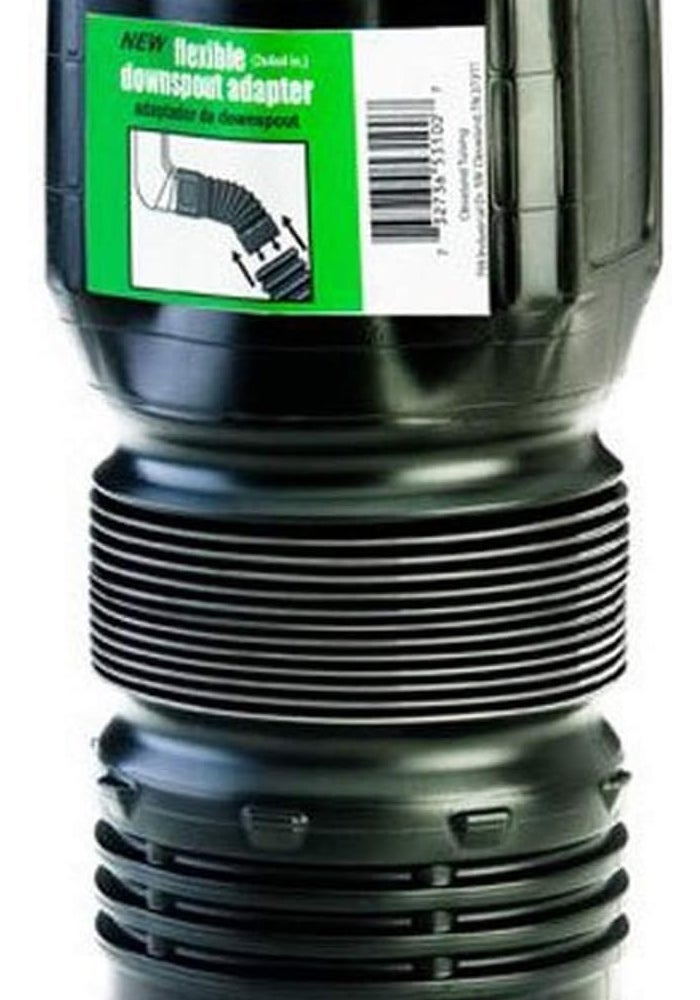 Flex-Drain ADP53102 Flexible Downspout Adapter - 3 by 4 by 4-Inch, Black - Image 1