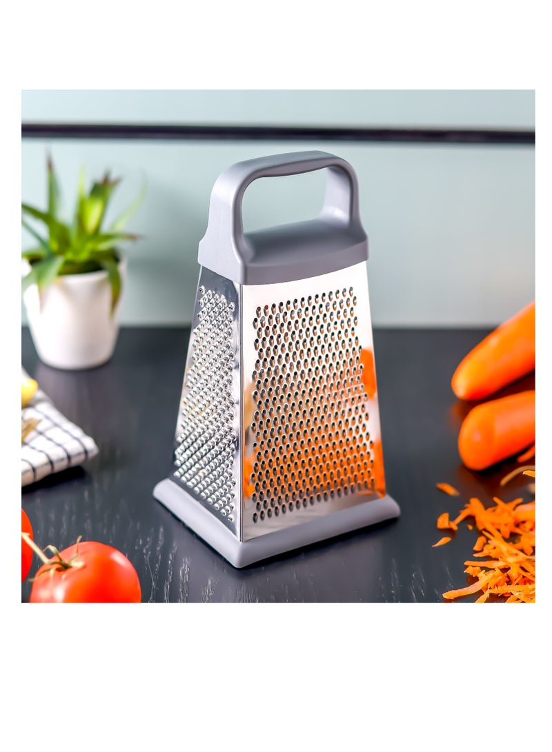 Royalford Stainless Steel 4-Sided Grater- RF12347/ with TPR Base and ABS handle, Light-Weight and Compact Design Silver - Image 3