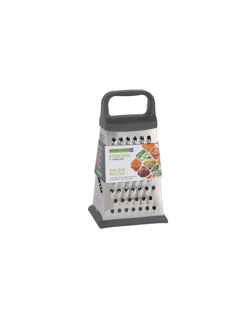 Royalford Stainless Steel 4-Sided Grater- RF12347/ with TPR Base and ABS handle, Light-Weight and Compact Design Silver - Image 4