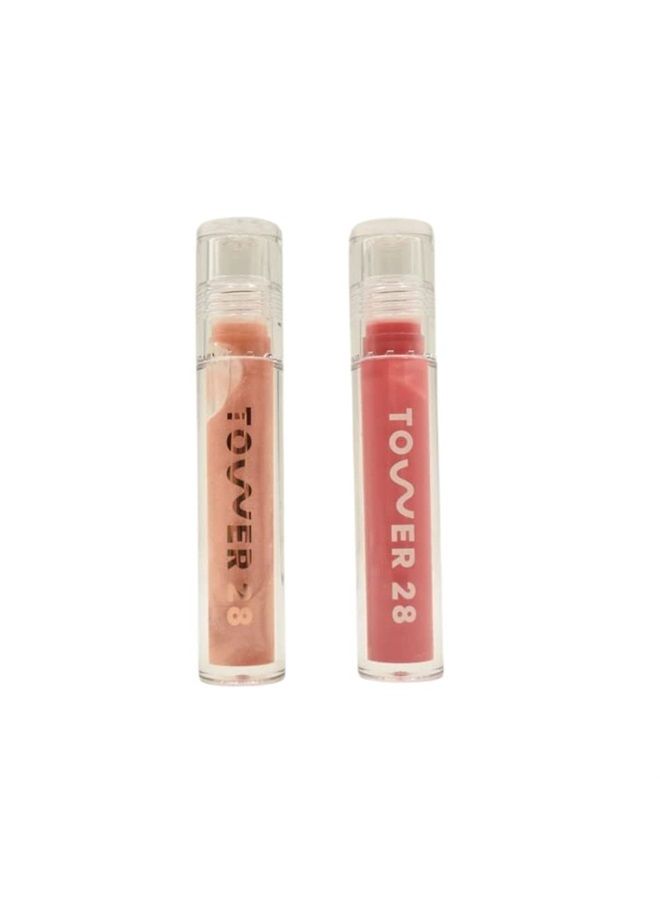 TOWER 28 Beauty Dreamy Gleamy Holiday Lip Gloss Duo Holiday Gift Set:: ShineOn Jelly Lip Glosses in Dream and Coconut