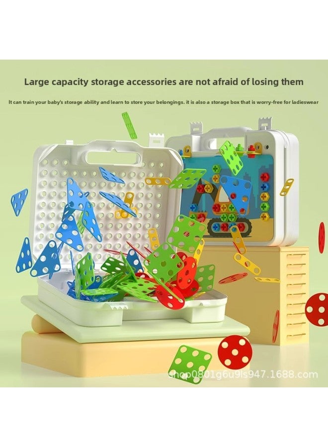 Children's Repair Toolbox Electric Drill Removable Screw Puzzle Assembled Toys Men's Play-house Toys-Color:[209 Pice Upgrade Double-sided Box Electric Screwdriver] Send Battery Screwdriver  - Image 3