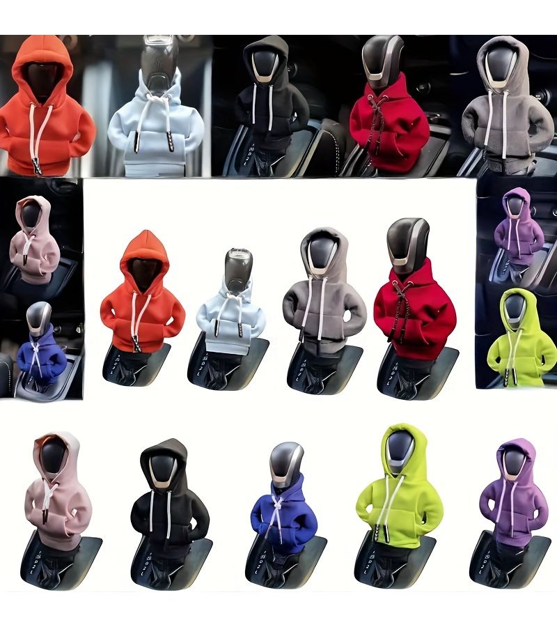 Blue Hooded Car Gear Lever Cover Creative Decorative Protective Anti Sweat Handle - Image 5