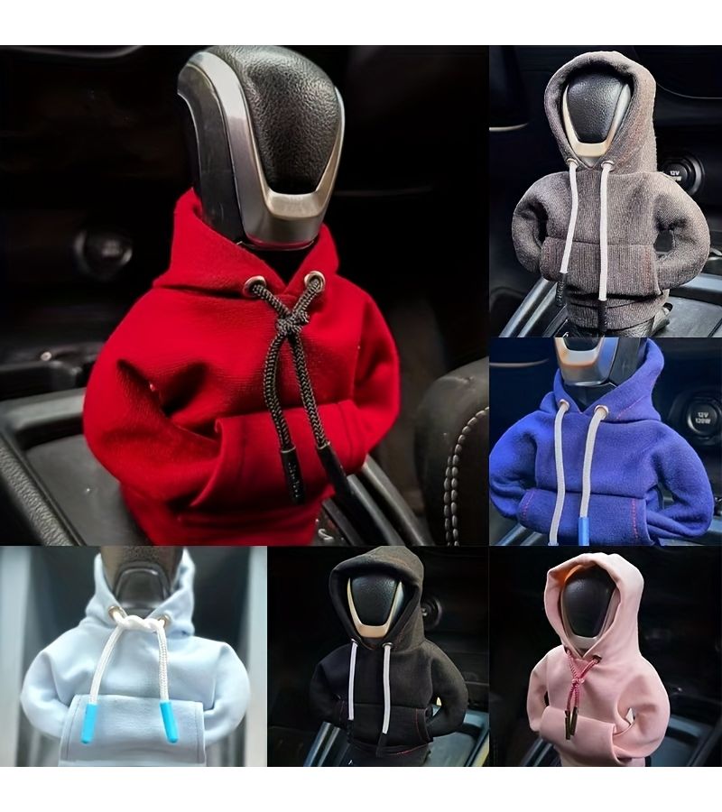 Blue Hooded Car Gear Lever Cover Creative Decorative Protective Anti Sweat Handle - Image 1