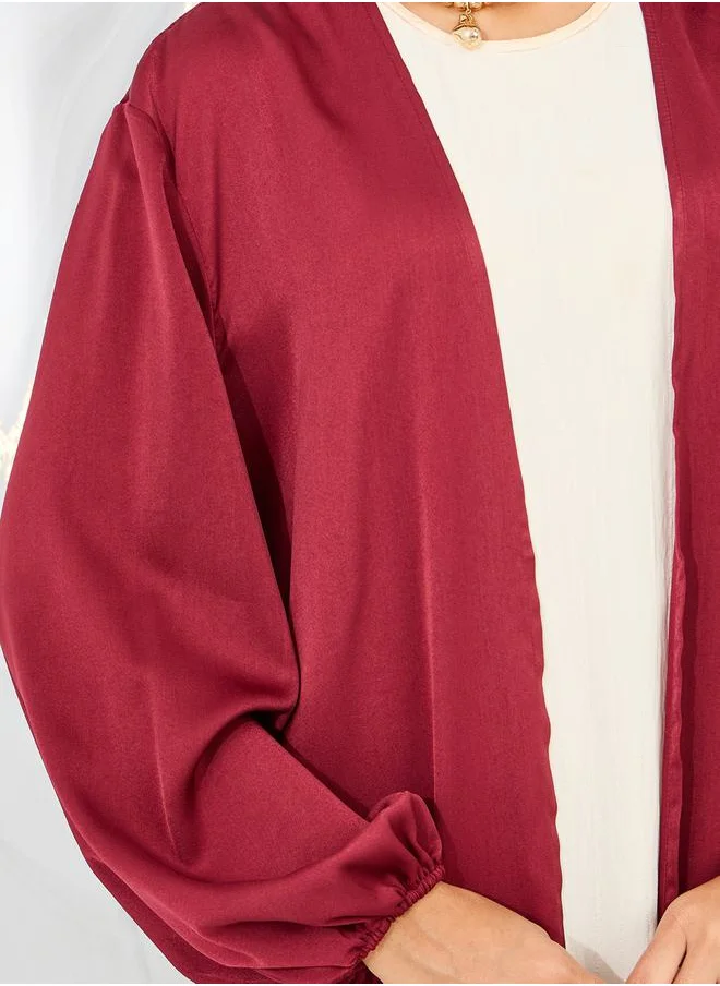 Styli Satin Regular Fit Maxi Length Kimono