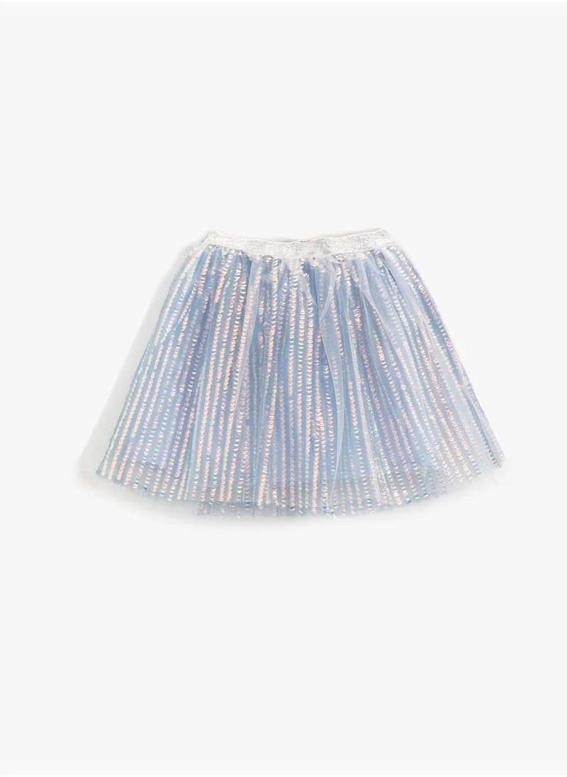 KOTON Gleamy Tulle Mini Skirt Lined