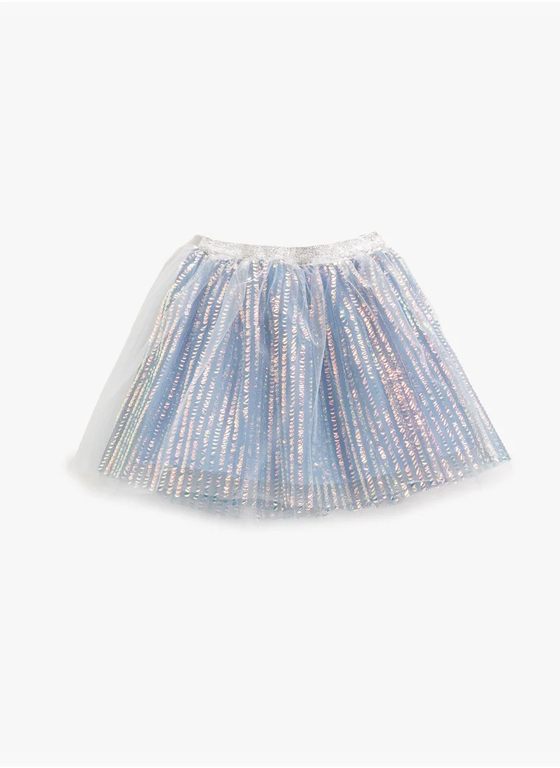 KOTON Gleamy Tulle Mini Skirt Lined