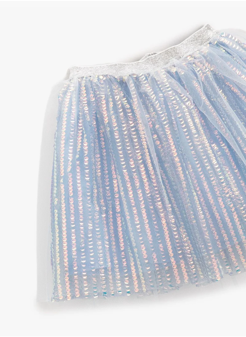 KOTON Gleamy Tulle Mini Skirt Lined
