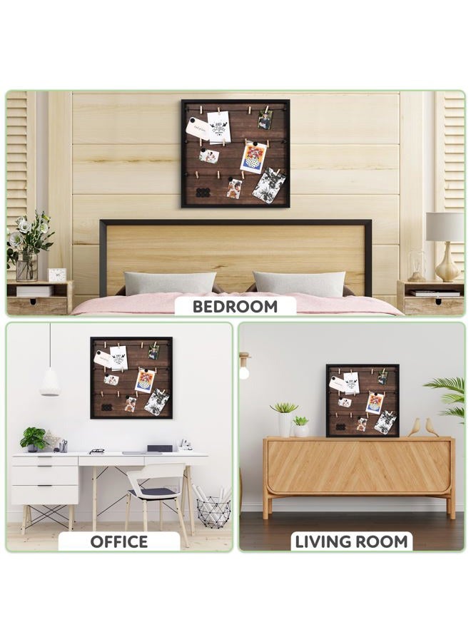 Houseables إطار صور كولاج مغناطيسي، لوحات عرض الصور، 20” × 20”، خشب ريفي داكن، لوحة صور معلقة، مع مشابك، 10 مغناطيس، لصور بولارويد، بطاقات بريدية، ملاحظات، فن، سكن جامعي، جدار، لوحة إعلانات - Image 5