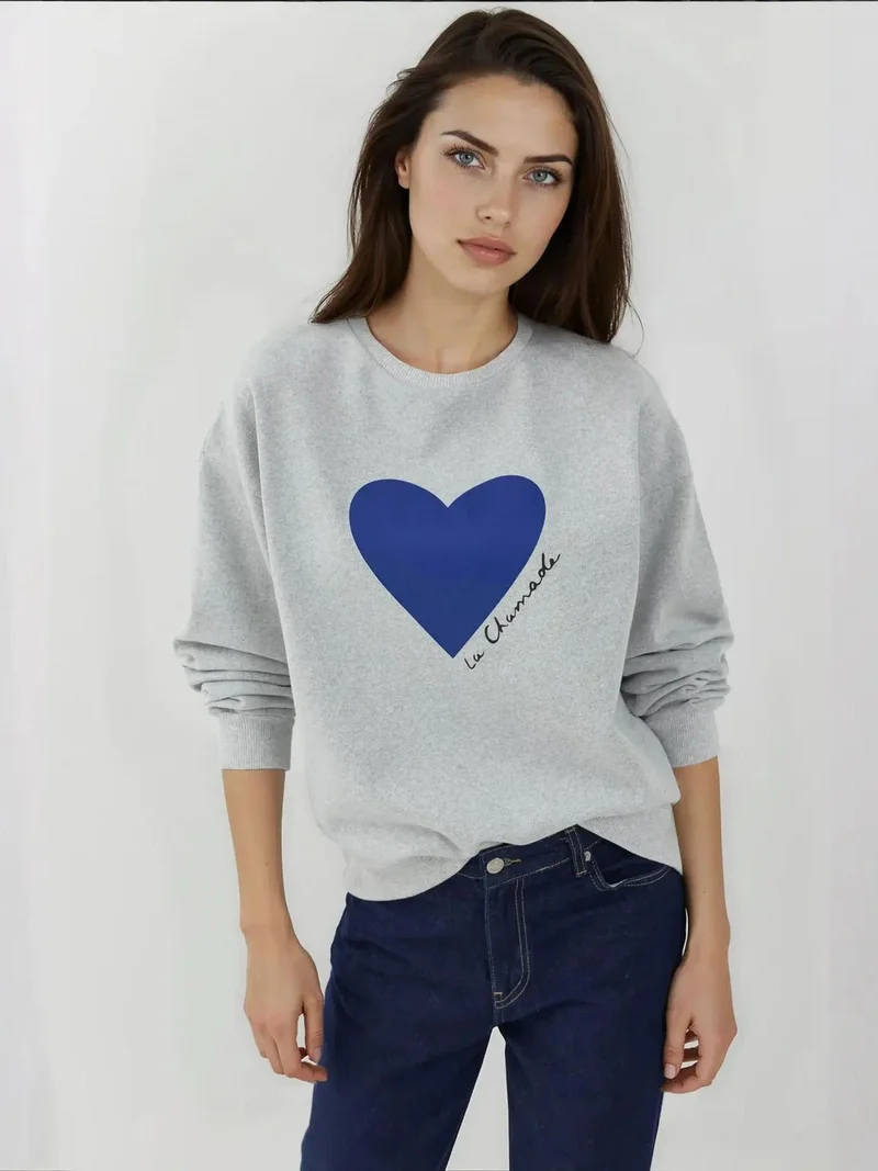 HICCUP Printed Crew Neck Raised Sweatshirt