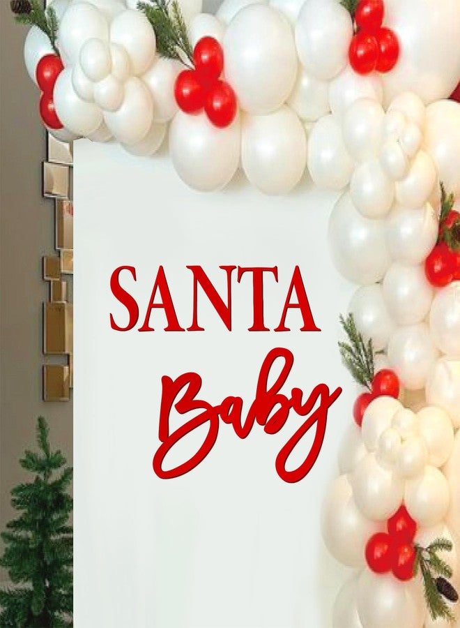 وولاين لافتة سانتا للأطفال من اللباد من Whaline، خلفية لحفل استقبال المولود الجديد في عيد الميلاد، لافتة حمراء من اللباد لكشف جنس المولود، مناسبة لحفلات أعياد الميلاد الأولى، ديكور قوس، دعامة تصوير جدارية - Image 1