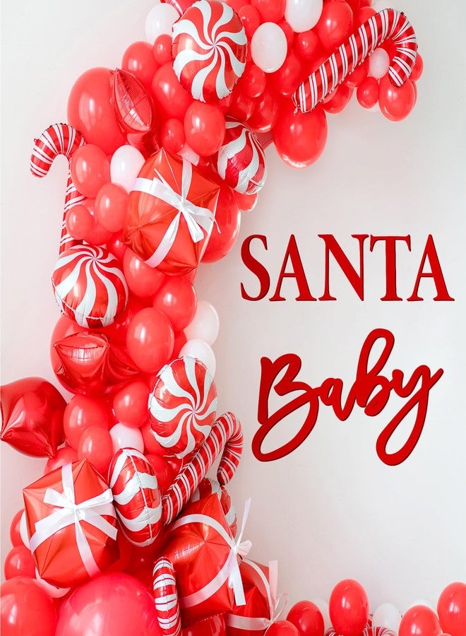 وولاين لافتة سانتا للأطفال من اللباد من Whaline، خلفية لحفل استقبال المولود الجديد في عيد الميلاد، لافتة حمراء من اللباد لكشف جنس المولود، مناسبة لحفلات أعياد الميلاد الأولى، ديكور قوس، دعامة تصوير جدارية - Image 4