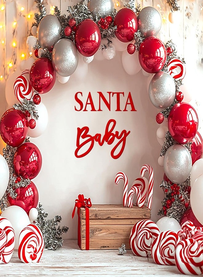 وولاين لافتة سانتا للأطفال من اللباد من Whaline، خلفية لحفل استقبال المولود الجديد في عيد الميلاد، لافتة حمراء من اللباد لكشف جنس المولود، مناسبة لحفلات أعياد الميلاد الأولى، ديكور قوس، دعامة تصوير جدارية - Image 5