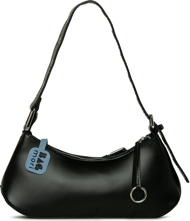 باجموري Black Baguette Bag with Belt Accessory and Strap Detail
