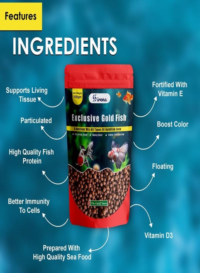متجر جاليف - طعام أسماك ذهبية عالي القيمة الغذائية - 100 غرام من الحبيبات الصغيرة العائمة، مدعم بالسبيرولينا، غني بالبروتين، غذاء مثالي للأسماك في جميع مراحل حياتها، سهل الهضم للنمو والحفاظ على لونها، غذاء يومي للأسماك - Image 4