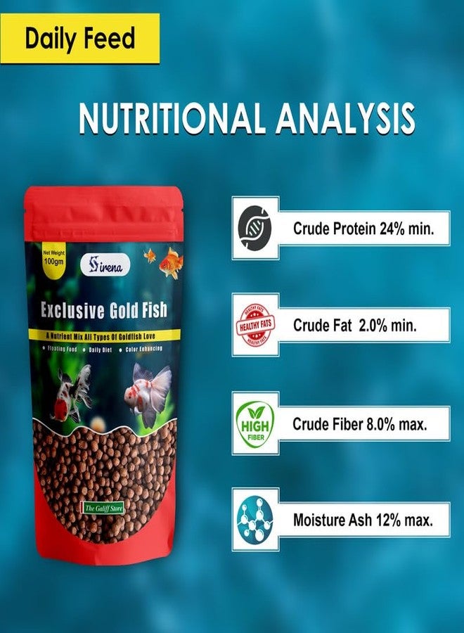 متجر جاليف - طعام أسماك ذهبية عالي القيمة الغذائية - 100 غرام من الحبيبات الصغيرة العائمة، مدعم بالسبيرولينا، غني بالبروتين، غذاء مثالي للأسماك في جميع مراحل حياتها، سهل الهضم للنمو والحفاظ على لونها، غذاء يومي للأسماك - Image 3