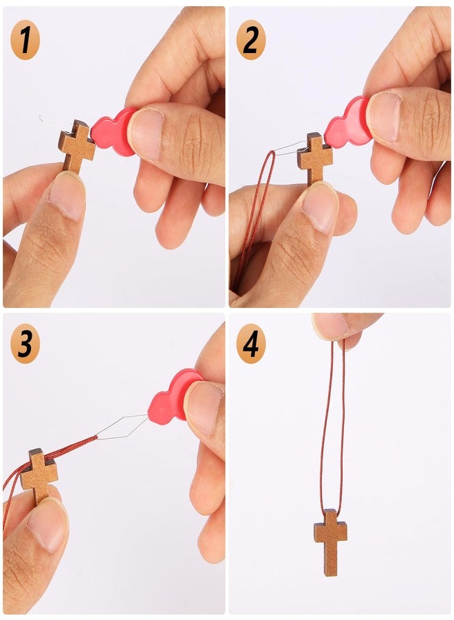 Gtudkae 1 Box 50 PCS Small Wooden Cross 3 Colors, Natural Pocket Prayer Crosses Pendants for Christian Gift, DIY Handmade Decorative Crosses Charms for Crafts, Easter Eggs Fillers (50) - Image 5