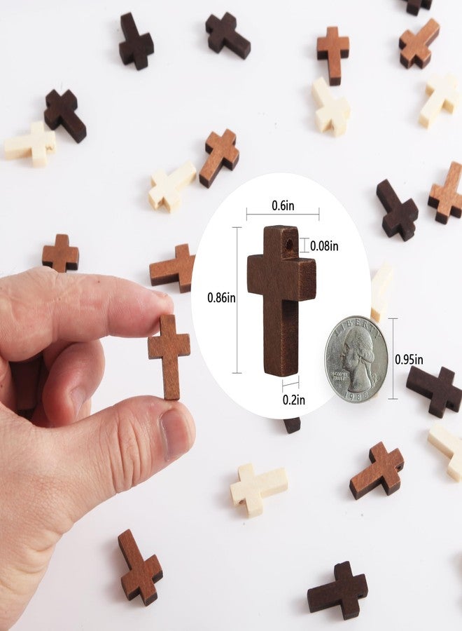 Gtudkae 1 Box 50 PCS Small Wooden Cross 3 Colors, Natural Pocket Prayer Crosses Pendants for Christian Gift, DIY Handmade Decorative Crosses Charms for Crafts, Easter Eggs Fillers (50) - Image 3
