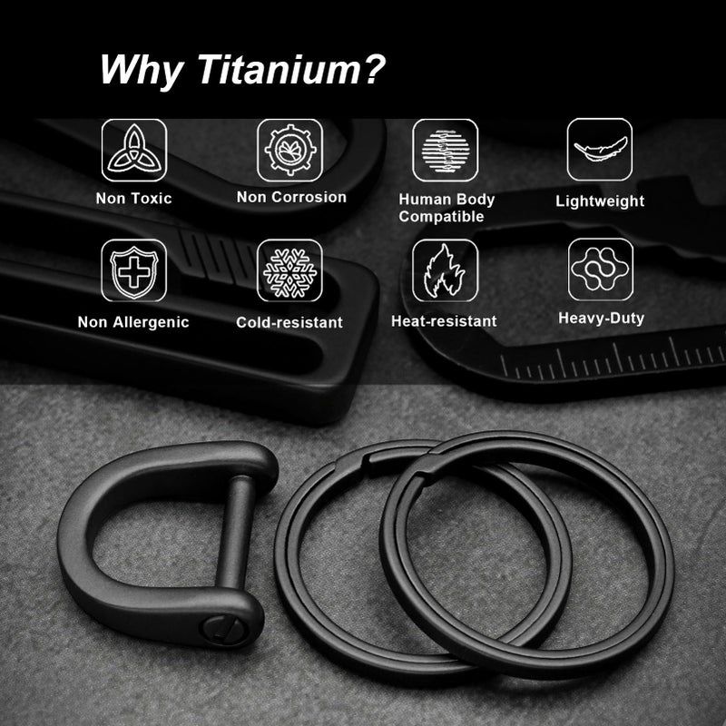 PJYTAC Titanium Keychain Rings Heavy Duty Side Push Key Rings for Car Keys Easy Quick Release EDC Split Keyrings (1, Black, Medium) - Image 4