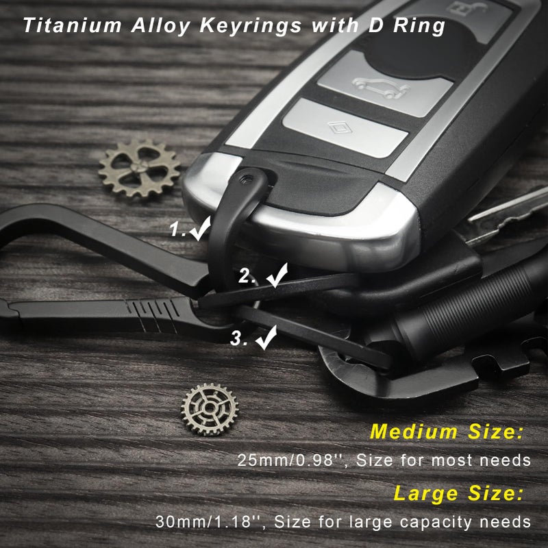 PJYTAC Titanium Keychain Rings Heavy Duty Side Push Key Rings for Car Keys Easy Quick Release EDC Split Keyrings (1, Black, Medium) - Image 2