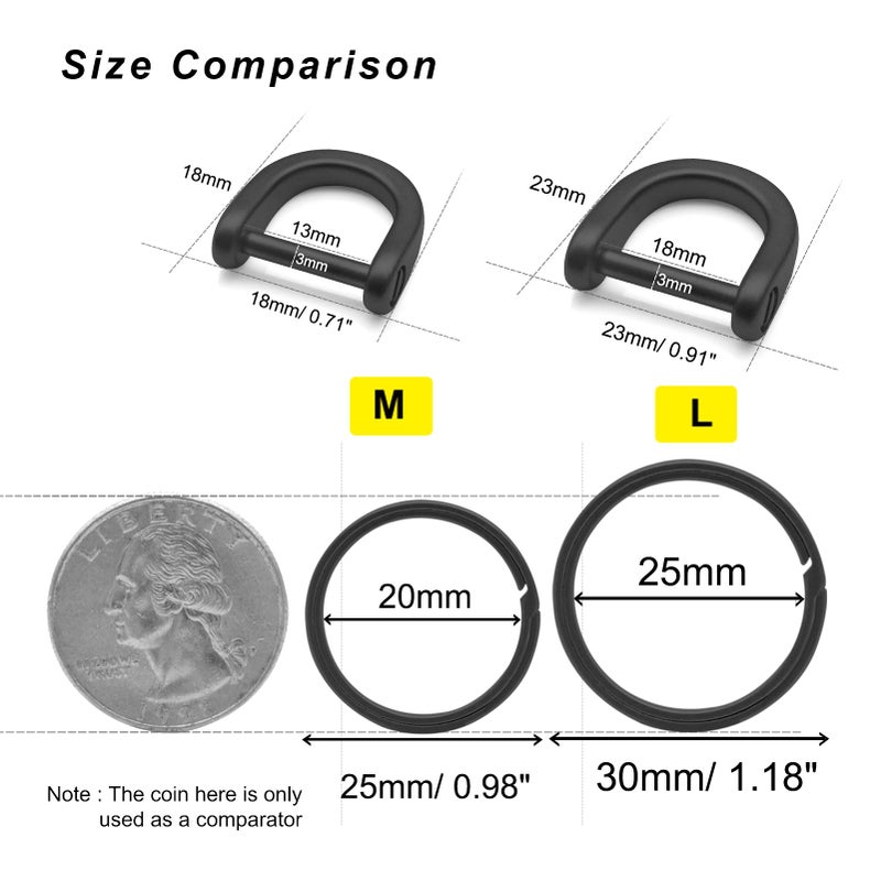 PJYTAC Titanium Keychain Rings Heavy Duty Side Push Key Rings for Car Keys Easy Quick Release EDC Split Keyrings (1, Black, Medium) - Image 5
