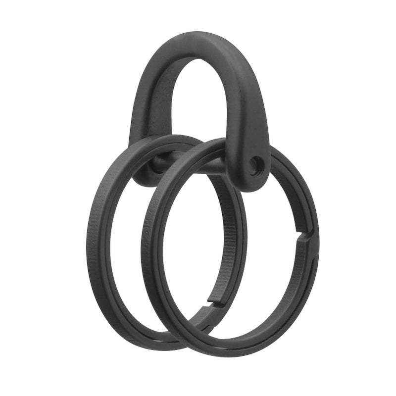 PJYTAC Titanium Keychain Rings Heavy Duty Side Push Key Rings for Car Keys Easy Quick Release EDC Split Keyrings (1, Black, Medium) - Image 1
