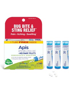 Boiron Apis Mellifica 30C Homeopathic Medince for Relief from Pain, Itching, and Swelling of Bug Bites or Stings - 3 Count (240 Pellets)
