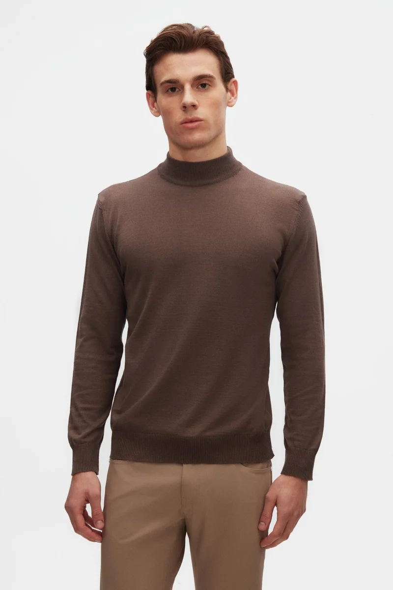 D'S DAMAT Ds Damat Regular Fit Mink Cotton Blend Half Turtleneck Knit Sweater 5HF06ORT16275