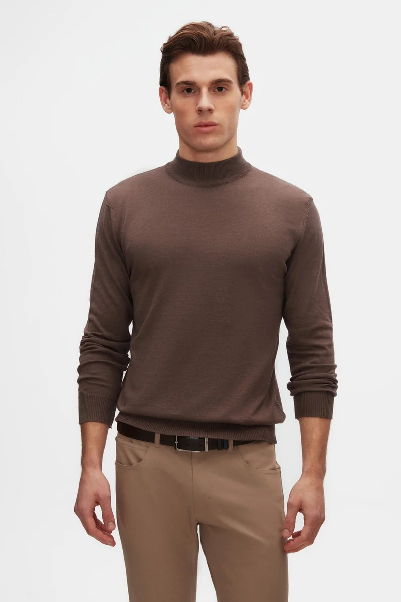 D'S DAMAT Ds Damat Regular Fit Mink Cotton Blend Half Turtleneck Knit Sweater 5HF06ORT16275