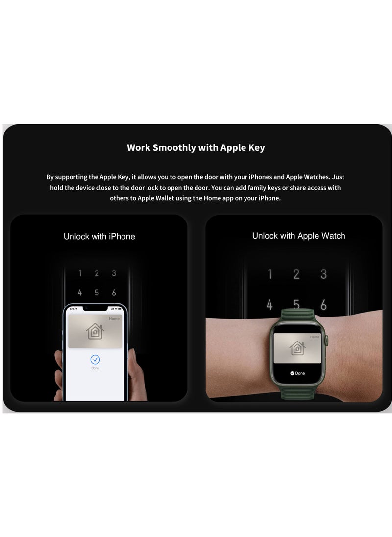 أكارا - قفل الباب الذكي D100 إصدار Zigbee مع HomeKit - أسود، 393.8 × 74.2 58.6 ملم - Image 1