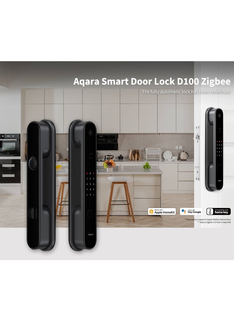 أكارا - قفل الباب الذكي D100 إصدار Zigbee مع HomeKit - أسود، 393.8 × 74.2 58.6 ملم - Image 1