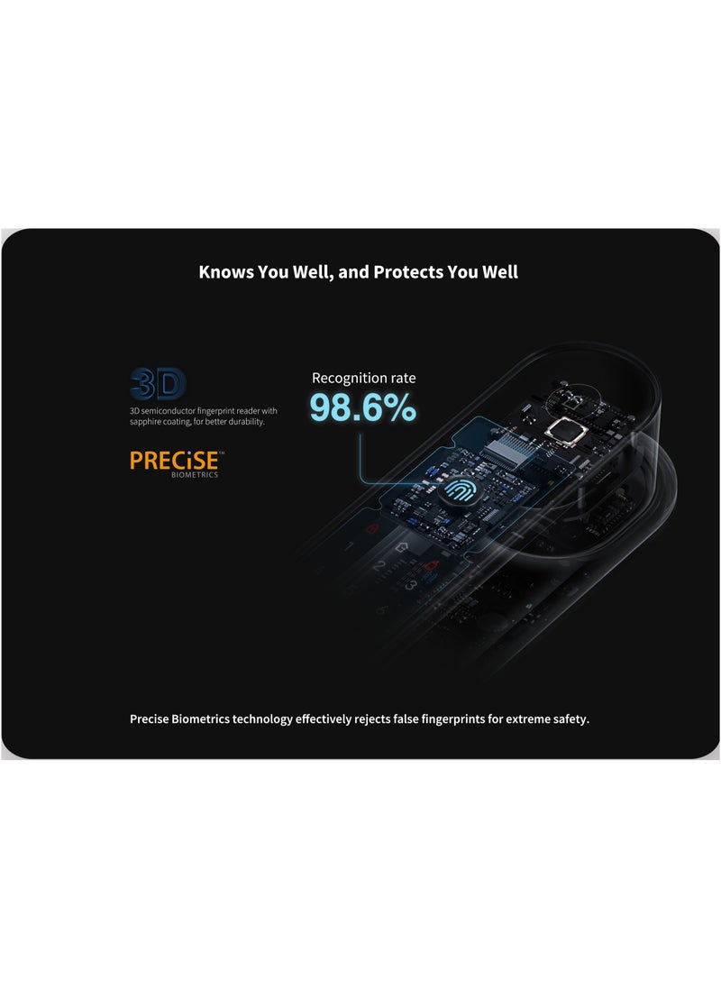 أكارا - قفل الباب الذكي D100 إصدار Zigbee مع HomeKit - أسود، 393.8 × 74.2 58.6 ملم - Image 1